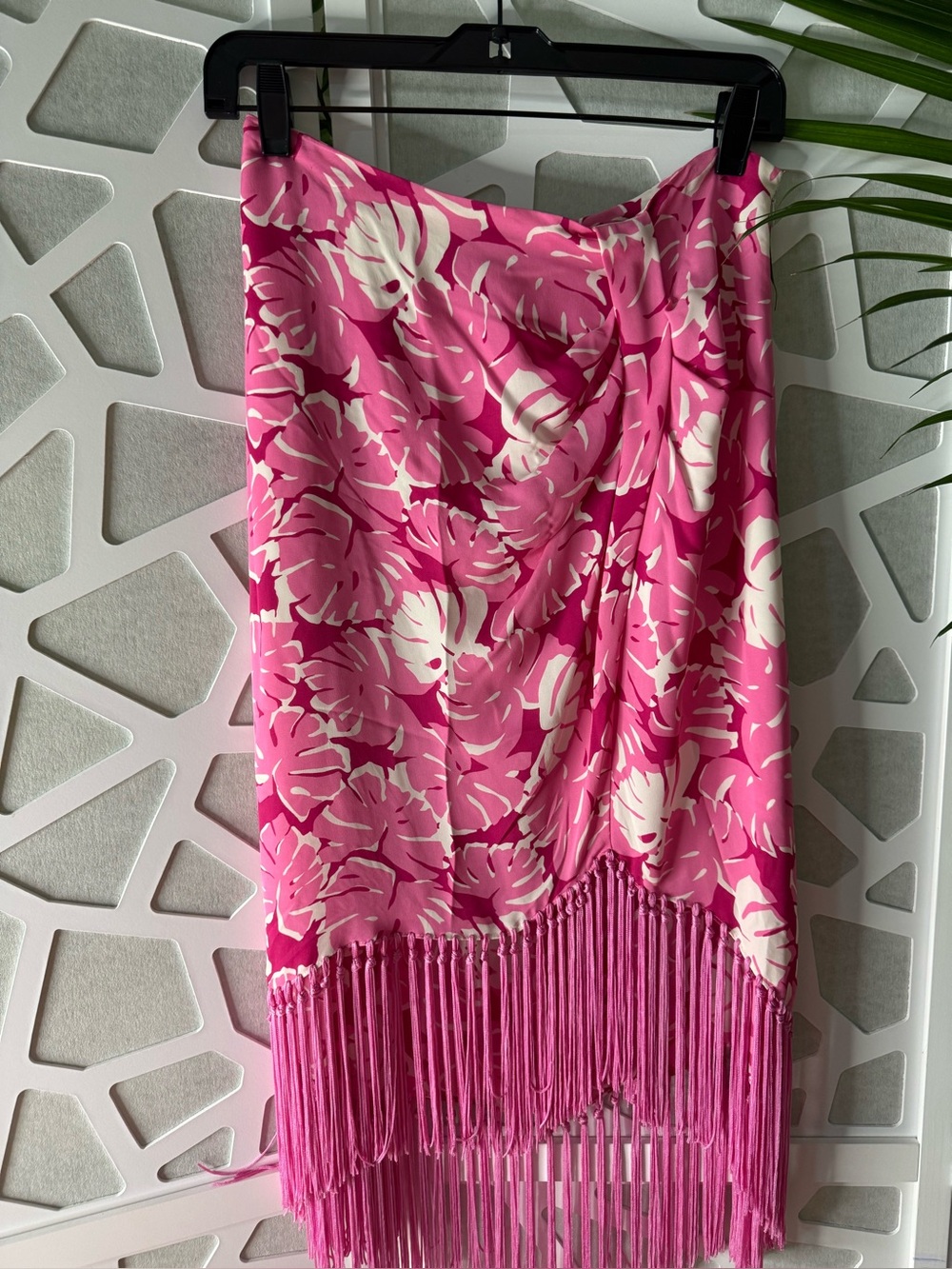 Michael Kors Pink and White Floral Fringe Swim Sarong